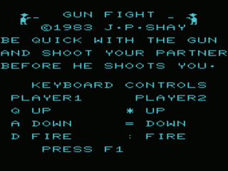 Gun Fight title screen for Vic-20